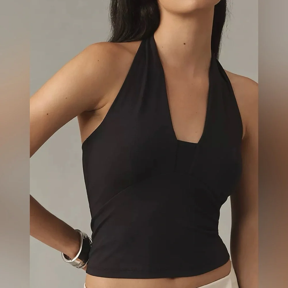 Anthropologie tailored black halter top size Large - Picture 1 of 4